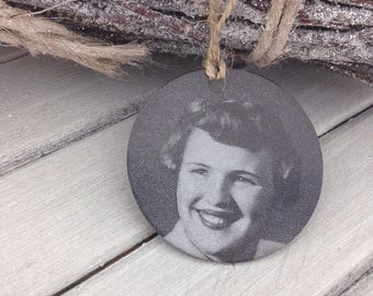 Your Photo Ornament - 2" Circle - Personalized Christmas Ornaments - Handwritten, or Custom Text - Engraved Remembrance Gifts For The Family
