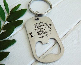 Bottle Opener Dog Tag - Key Chain or Ball Chain - Your Handwriting _ or Desgin _ or Custom Font Text - Laser Engraved - Stainless Steel Tag