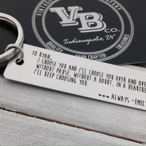 I Choose You Keychain Your Actual Handwriting or Font Option _Design Your Own Custom Keychain_ Rectangle, Stainless Steel, Laser Engrave image 6