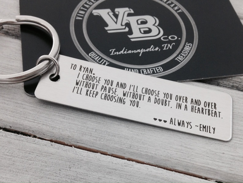 I Choose You Keychain Your Actual Handwriting or Font Option _Design Your Own Custom Keychain_ Rectangle, Stainless Steel, Laser Engrave image 6