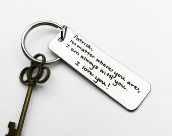Actual Handwriting Keychain - Design Your Own Custom Keychain Rectangle, Stainless Steel, Laser Engraved - Memorial Keychain - Unique gift