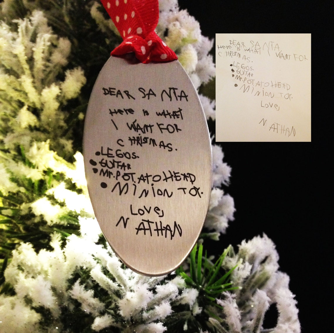 Note for Santa Engraved Ornament - Actual Handwriting - Your Child's ...