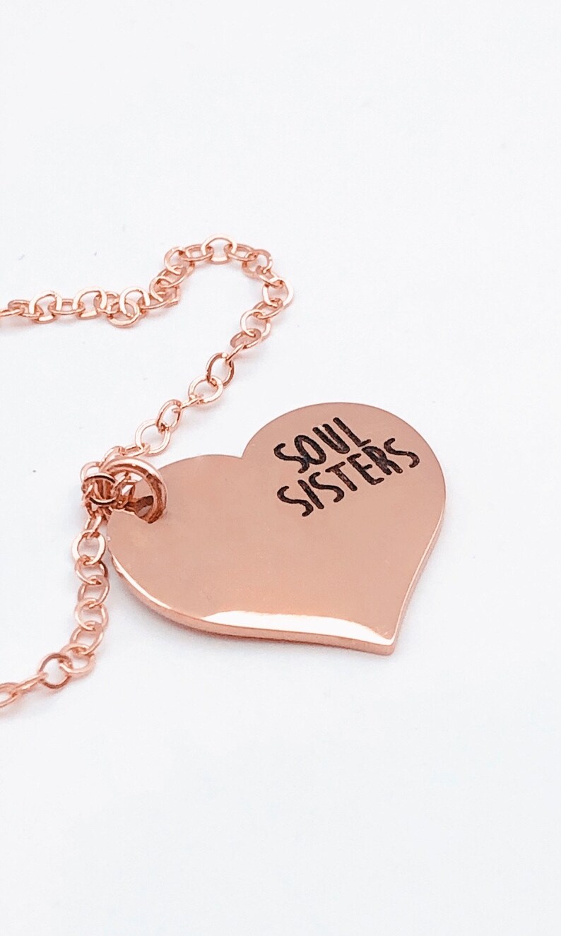 Soul Sisters Heart Necklace Rose Gold Titanium Plated High Polished ...