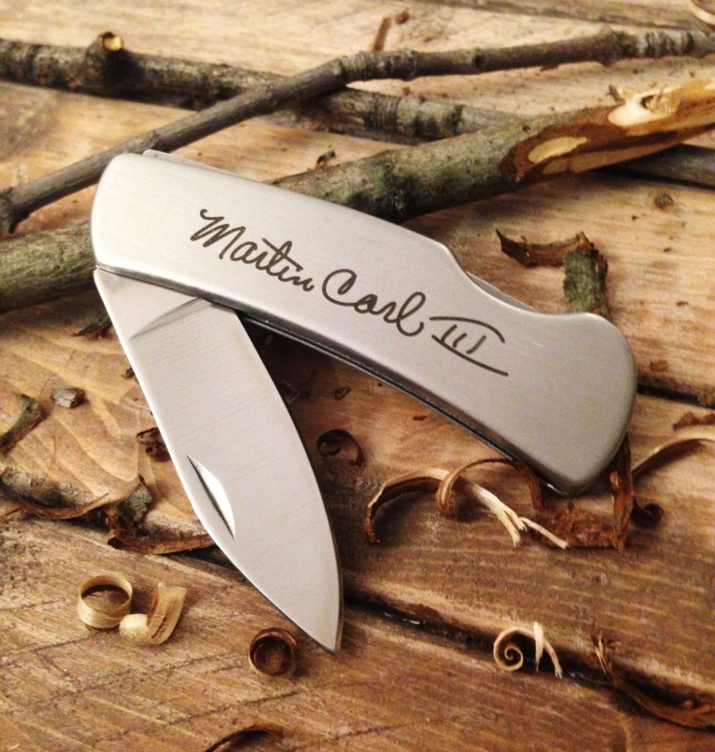 Handwritten Pocket Knife - Stainless Steel - YOUR ACTUAL HANDWRITING …