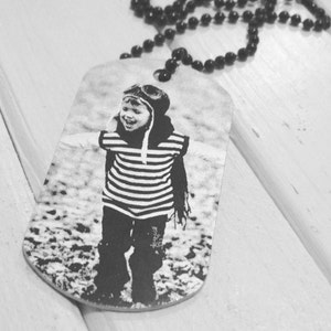 Picture Dog Tag - Back Engraving Too - Him or Her - Laser Engraved - Your Handwriting Option - Anniversary Gift - Fast Shipping - Great Gift