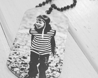 Picture Dog Tag - Back Engraving Too - Him or Her - Laser Engraved - Your Handwriting Option - Anniversary Gift - Fast Shipping - Great Gift