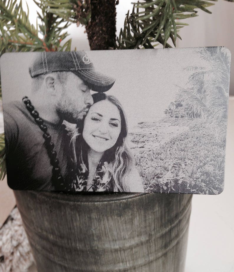 Engraved Picture Wallet Insert Add Back Engraving Too Stocking Stuffers, Gifts for Him or Her Laser Engraved Photo Love Note Card image 2