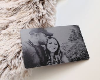 Engraved Picture Wallet Insert - Add Back Engraving Too - Stocking Stuffers, Gifts for Him or Her - Laser Engraved Photo Love Note Card