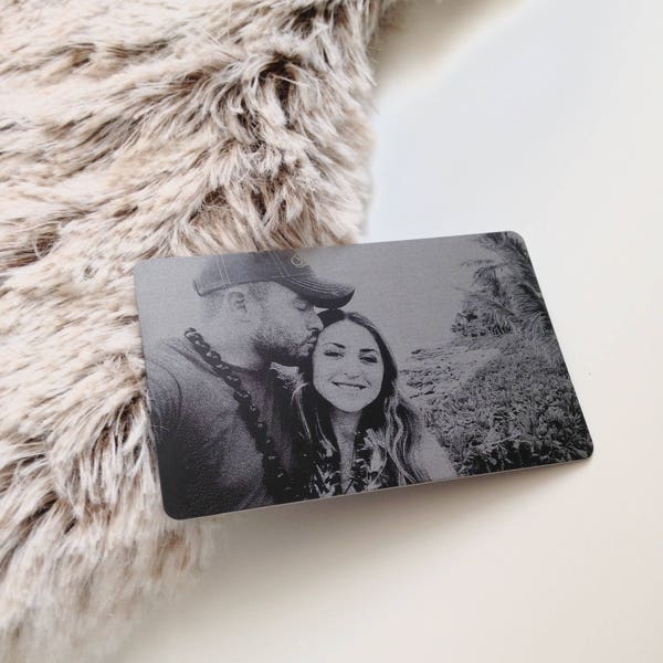 Engraved Picture Wallet Insert - Add Back Engraving Too - Stocking Stuffers, Gifts for Him or Her - Laser Engraved Photo Love Note Card