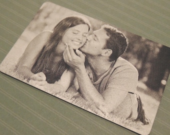 Image Engraved Wallet Insert - Anniversary Card - Back Engraving Too - Him or Her - Laser Engraved - Handwritten Wallet Insert