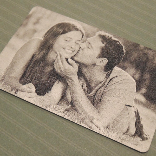 Image Engraved Wallet Insert - Anniversary Card - Back Engraving Too - Him or Her - Laser Engraved - Handwritten Wallet Insert