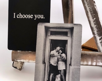 Personalized Photo Wallet Card -Add Back Engraving- Made Just for You -Laser Engraved Photo and/or Text Love Note- Custom Metal Etched Card