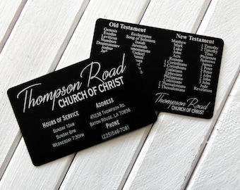 Congregation Wallet Card with engraved Church Logo  Books of Bible -Metal Bookmark - Him or Her - Laser Engraved - Engraved Wallet Insert -