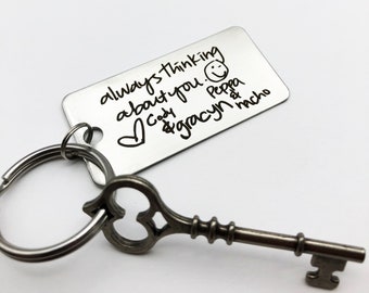 Your Handwritten Keychain -  Your Design - Handwriting & Font Options - Personalized, Rectangle, Stainless Steel, Laser engraved Key Chain