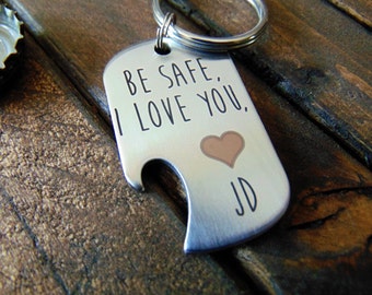 Bottle Opener Dog Tag - Key Chain or Ball Chain - Your Handwriting _ or Desgin _ or Custom Font Text - Laser Engraved - Stainless Steel Tag