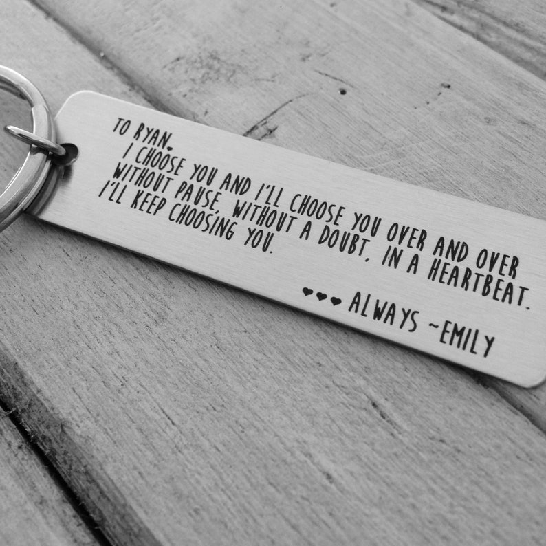 I Choose You Keychain Your Actual Handwriting or Font Option _Design Your Own Custom Keychain_ Rectangle, Stainless Steel, Laser Engrave image 2