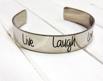 Handwritten Stainless Steel Cuff Bracelet- YOUR HANDWRITING - your text, your design,  - Perfect For Layering -Jewelry For Her