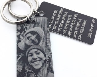 Personalized Photo Keychain -Customize w/Your Handwriting or Font- Your Design Key Ring - Unique Gifts from the Heart- Engraved to Last