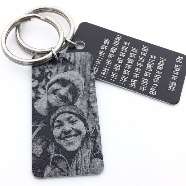 Personalized Photo Keychain -Customize w/Your Handwriting or Font- Your Design Key Ring - Unique Gifts from the Heart- Engraved to Last