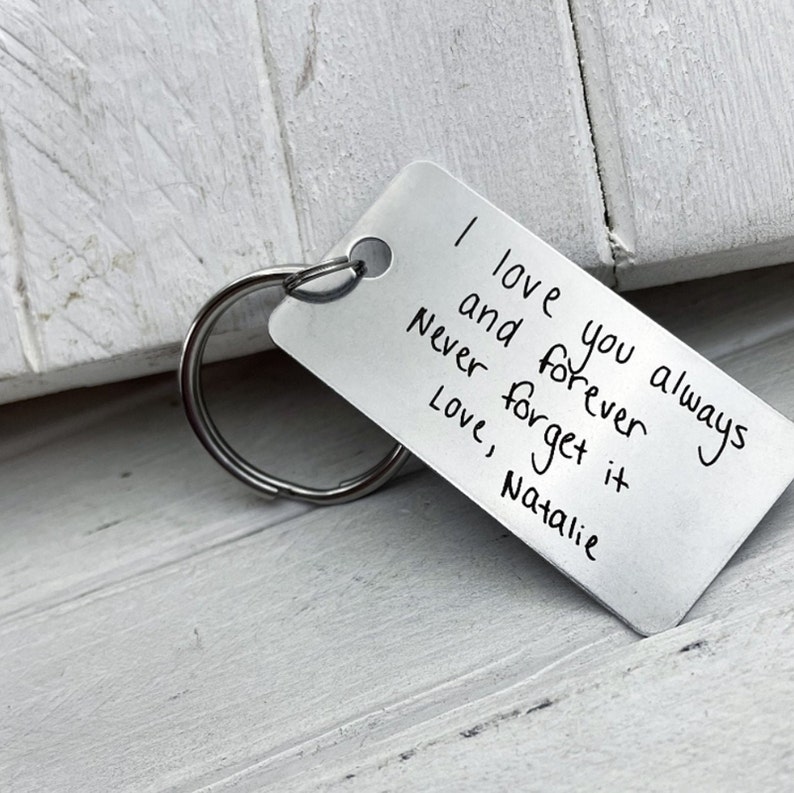 Your Handwritten Keychain Your Design Handwriting & Font options Personalized, Rectangle, Stainless Steel, Laser engraved Key Chain image 7