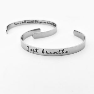 Personalized Cuff Bracelet - Your Actual Handwriting -.25&quot; x 6&quot; Adjustable Cuff - Optional Inside and/or Outside Custom Engraving Options