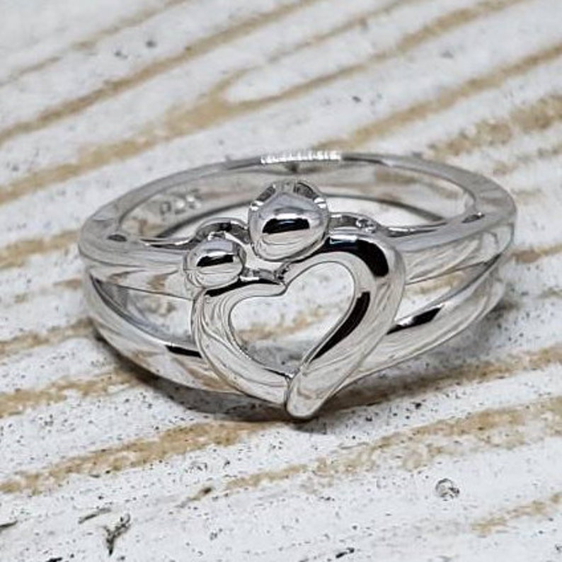 Mother and Child Heart Ring Mother and Child Jewelry Mother Etsy