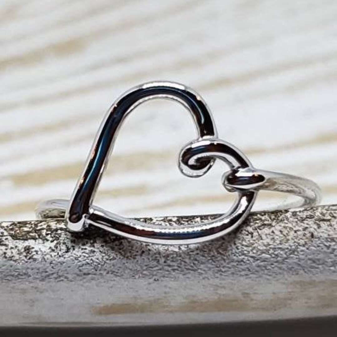 Heart Ring Heart Knot Ring Heart Jewelry Sterling Silver - Etsy