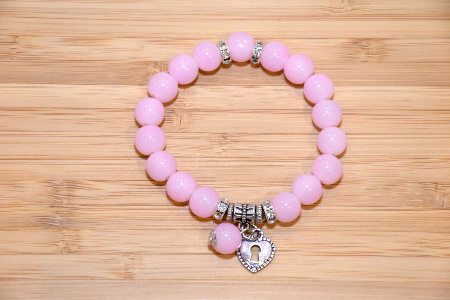 Pink Charm Bracelet Pink Bracelet Pink Beaded Bracelet Pink Etsy