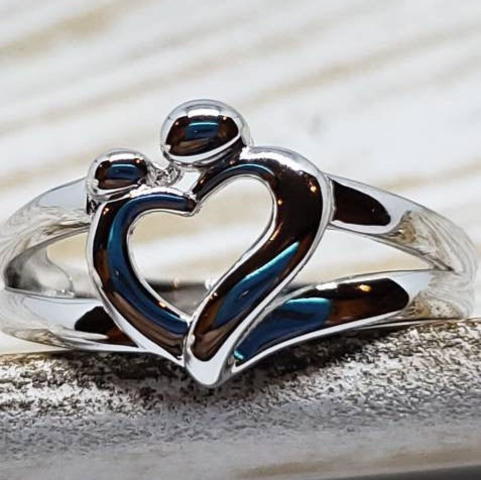Mother and Child Heart Ring Mother and Child Jewelry Mother Etsy