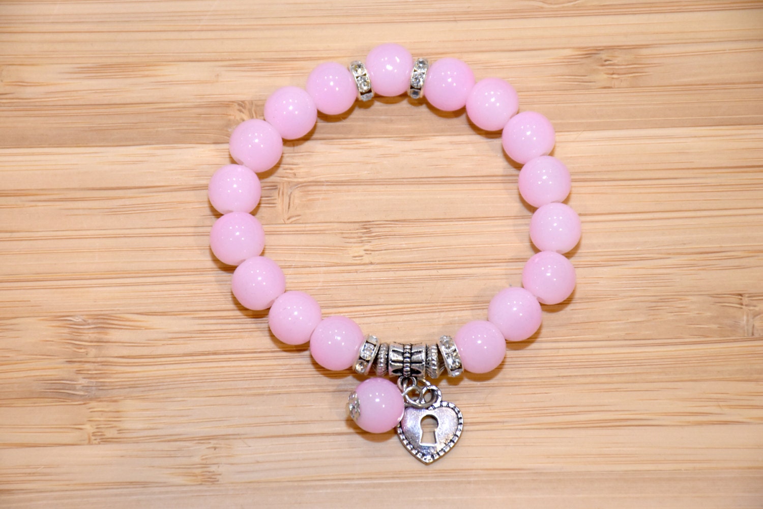 Pink Charm Bracelet Pink Bracelet Pink Beaded Bracelet Pink Etsy