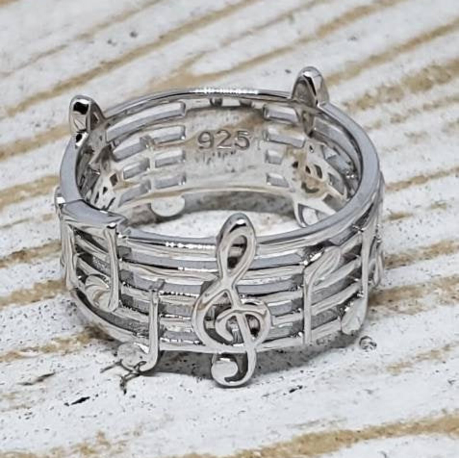 Music Ring Silver Music Ring Sterling Silver Ring 925 Etsy