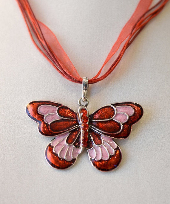 Red 2024 butterfly necklace