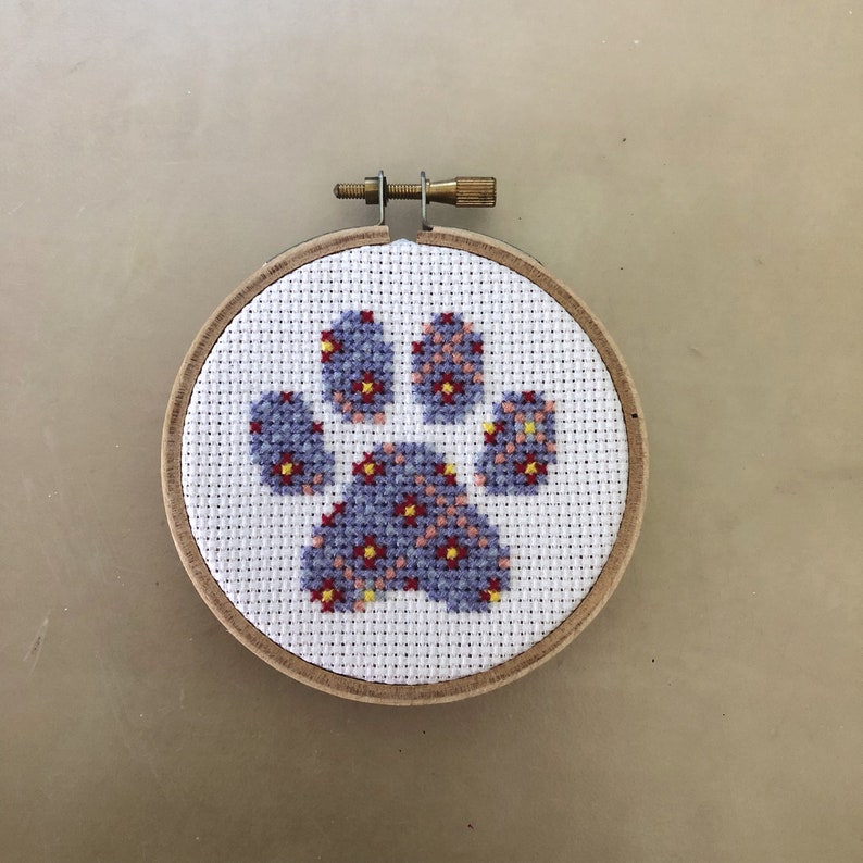 Patterned Paw Print 3 Cross Stitch Pattern Etsy