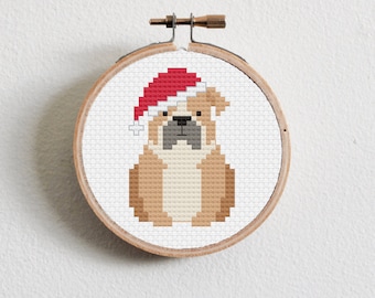 Christmas Bulldog Cross Stitch Pattern