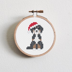 Christmas Bernedoodle Cross Stitch Pattern