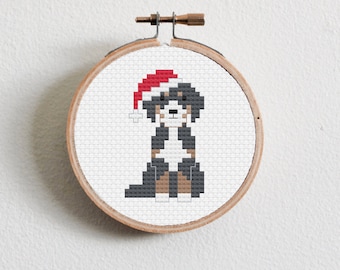 Christmas Bernedoodle Cross Stitch Pattern