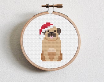 Christmas Pug Cross Stitch Pattern