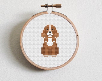 Brown Cavalier King Charles Spaniel Cross Stitch Pattern