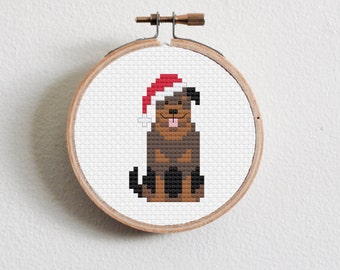 Christmas Rottweiler Cross Stitch Pattern