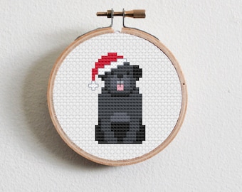 Christmas Black Pug Cross Stitch Pattern