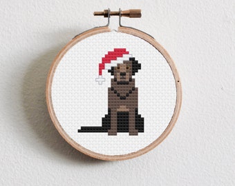 Christmas Black Labrador Cross Stitch Pattern