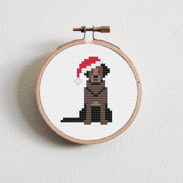 Christmas Black Labrador Cross Stitch Pattern