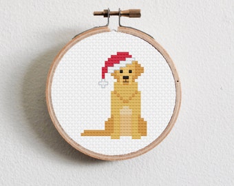 Christmas Golden Retriever Cross Stitch Pattern