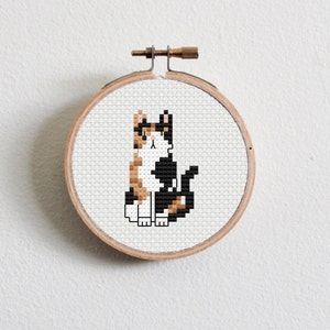 Black Calico Cat Cross Stitch Pattern