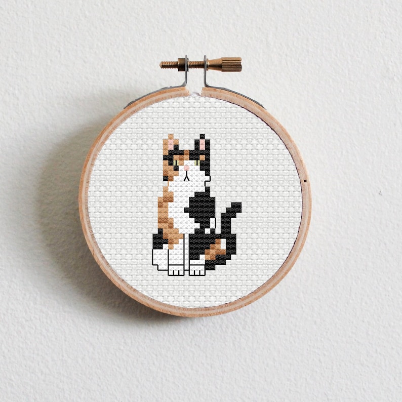 Black Calico Cat Cross Stitch Pattern image 1