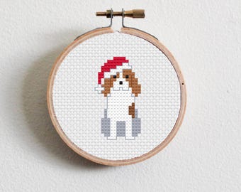 Christmas Cavalier King Charles Spaniel Cross Stitch Pattern