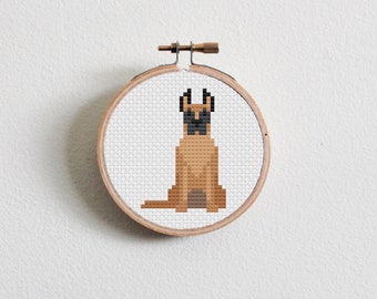 Pointed Ear Brown Great Dane Cross Stitch Pattern