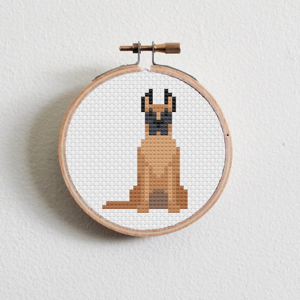 Pointed Ear Brown Great Dane Cross Stitch Pattern