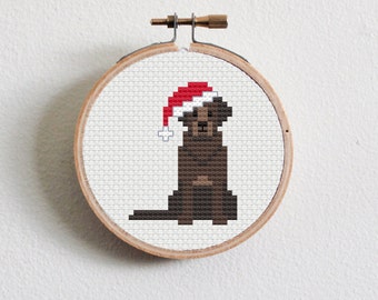 Christmas Brown Labrador Cross Stitch Pattern