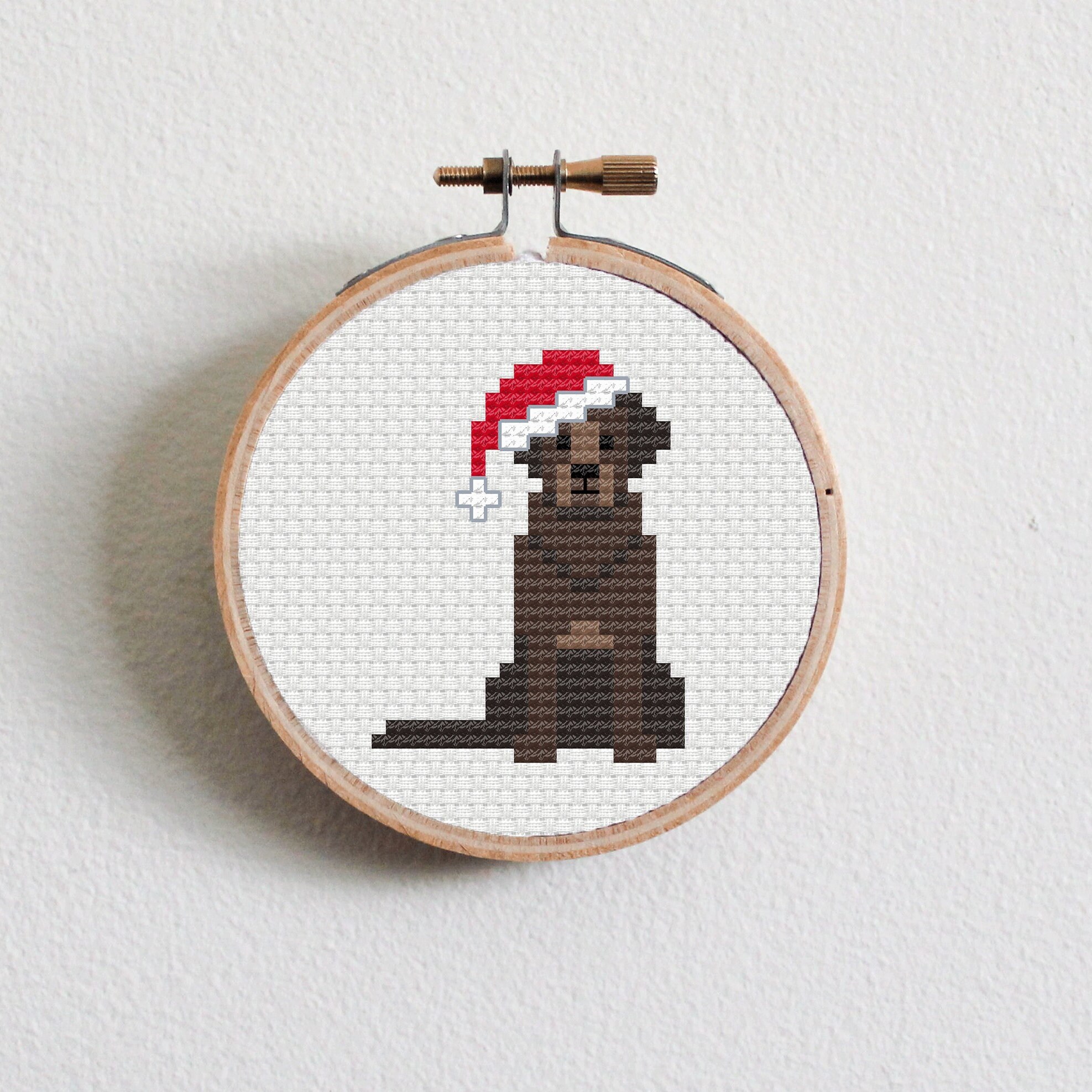 Christmas Brown Labrador Cross Stitch Pattern